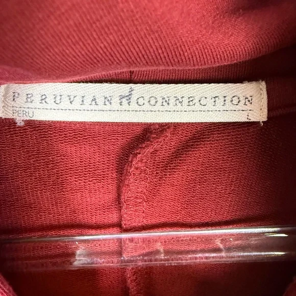 Peruvian Connection Red Oversized hooded Tunic XL - Picture 4 of 9